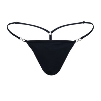 Men's Exquisite Black Cotton Spandex G-String Thong - Booty Bling