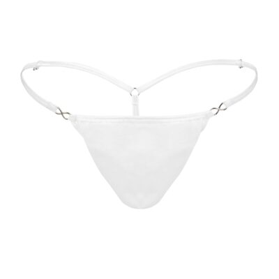 Men's Exquisite White Cotton Spandex G-String Thong- Booty Bling