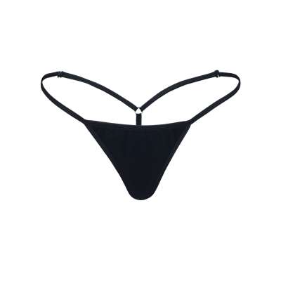 Women's Elegant Black Cotton Spandex G-String Thong - Booty Bling