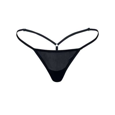 Women's Elegant Black Stretch Mesh G-String Thong - Booty Bling