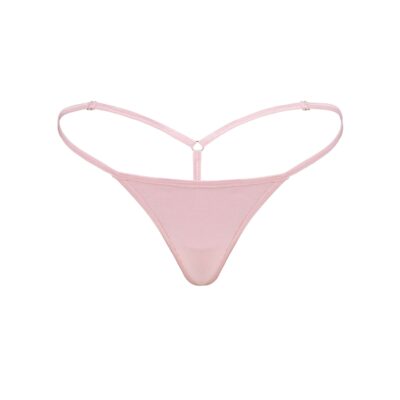 Women's Elegant Pink Cotton Spandex G-String Thong- Booty Bling