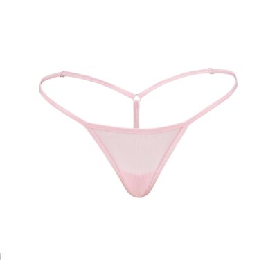 Women's Elegant Pink Stretch Mesh G-String Thong- Booty Bling