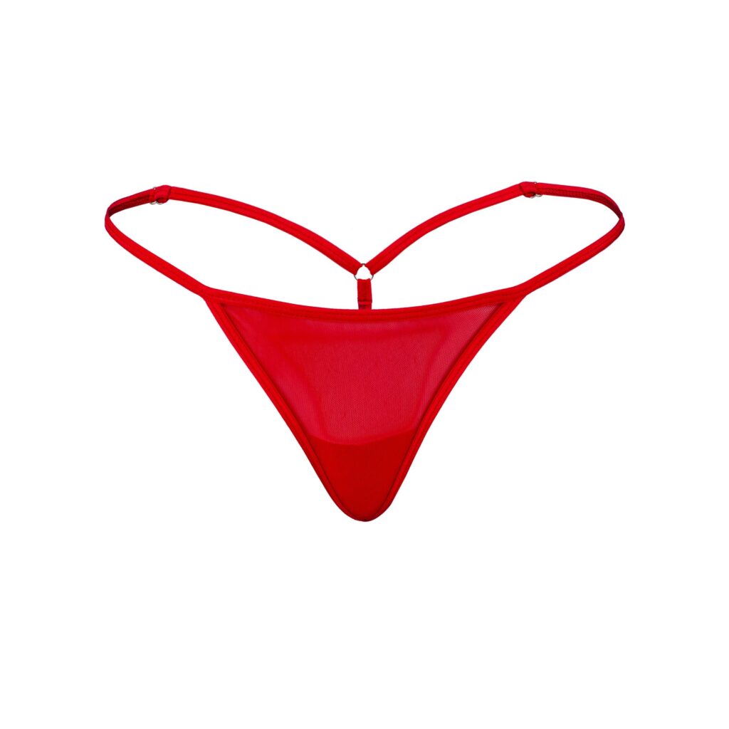 Women's Elegant Red Stretch Mesh G-String Thong-Booty Bling