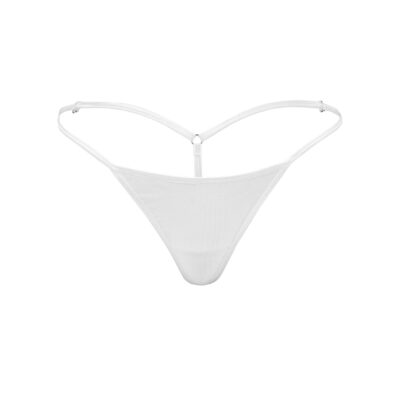 Women's Elegant White Cotton/Spandex G-String Thong - Booty Bling