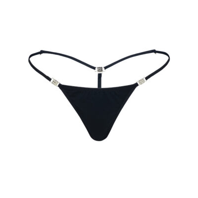 Women's Elite Black Velvet G-String Thong Booty Bling