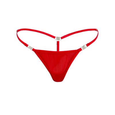 Women's Elite Red Stretch Mesh G-String Thong- Booty Bling