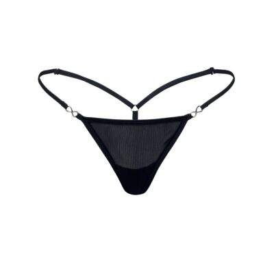 Women's Exquisite Black Stretch Mesh G-String Thong