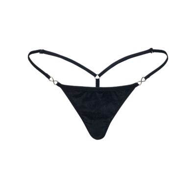 Women's Exquisite Black Velvet G-String Thong - Booty Bling