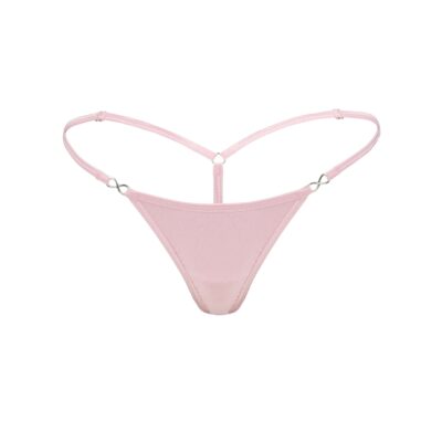 Women's Exquisite Pink Cotton Spandex G-String Thong - Booty Bling