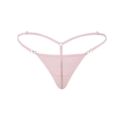 Women's Exquisite Pink Cotton Spandex G-String Thong - Booty Bling