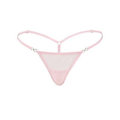 Women's Exquisite Pink Mesh G-String Thong Booty Bling