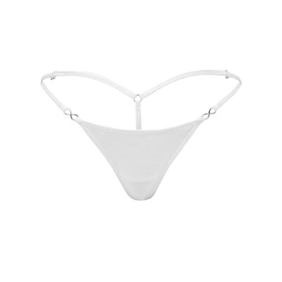 Women's Exquisite White Cotton Spandex G-String Thong - Booty Bling