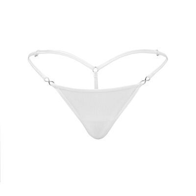 Women's Exquisite White Stretch Mesh G-String Thong- Booty Bling